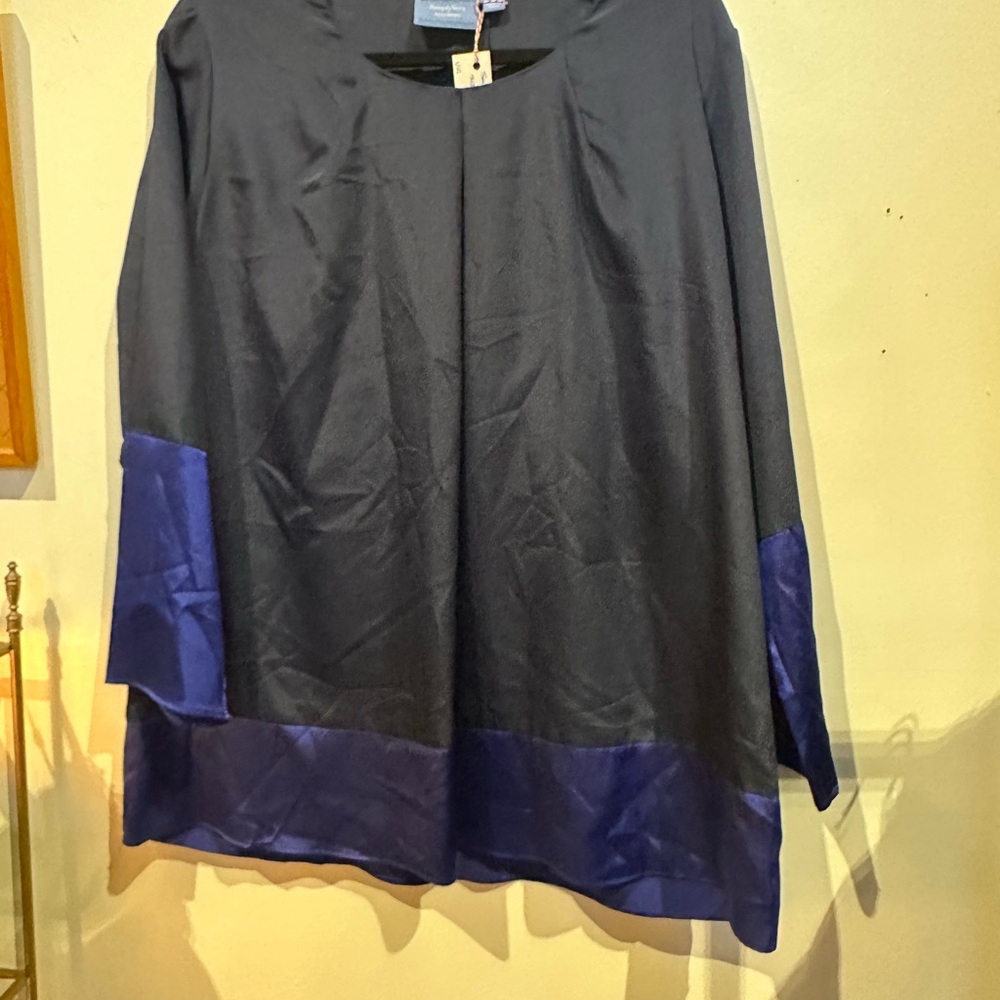 Simply Vera Vera Wang Black and Blue Colorblock Long Sleeve Tunic